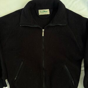 90s vintage L.L. Bean Black Fleece Jacket with Full Zip